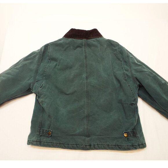 Vintage Carhartt Green Chore Work Jacket Brown Corduroy Collar Fits Like Medium - Picture 13 of 13